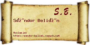 Sándor Belián névjegykártya